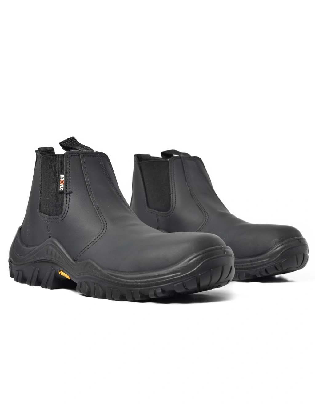 Bronx Mens Vibram Chelsea Steel Toe Boot Black