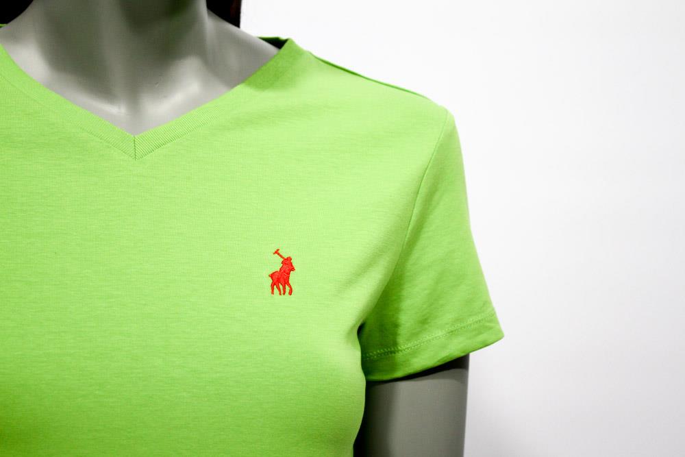 Polo Womens V Neck Short Sleeve Tee Green