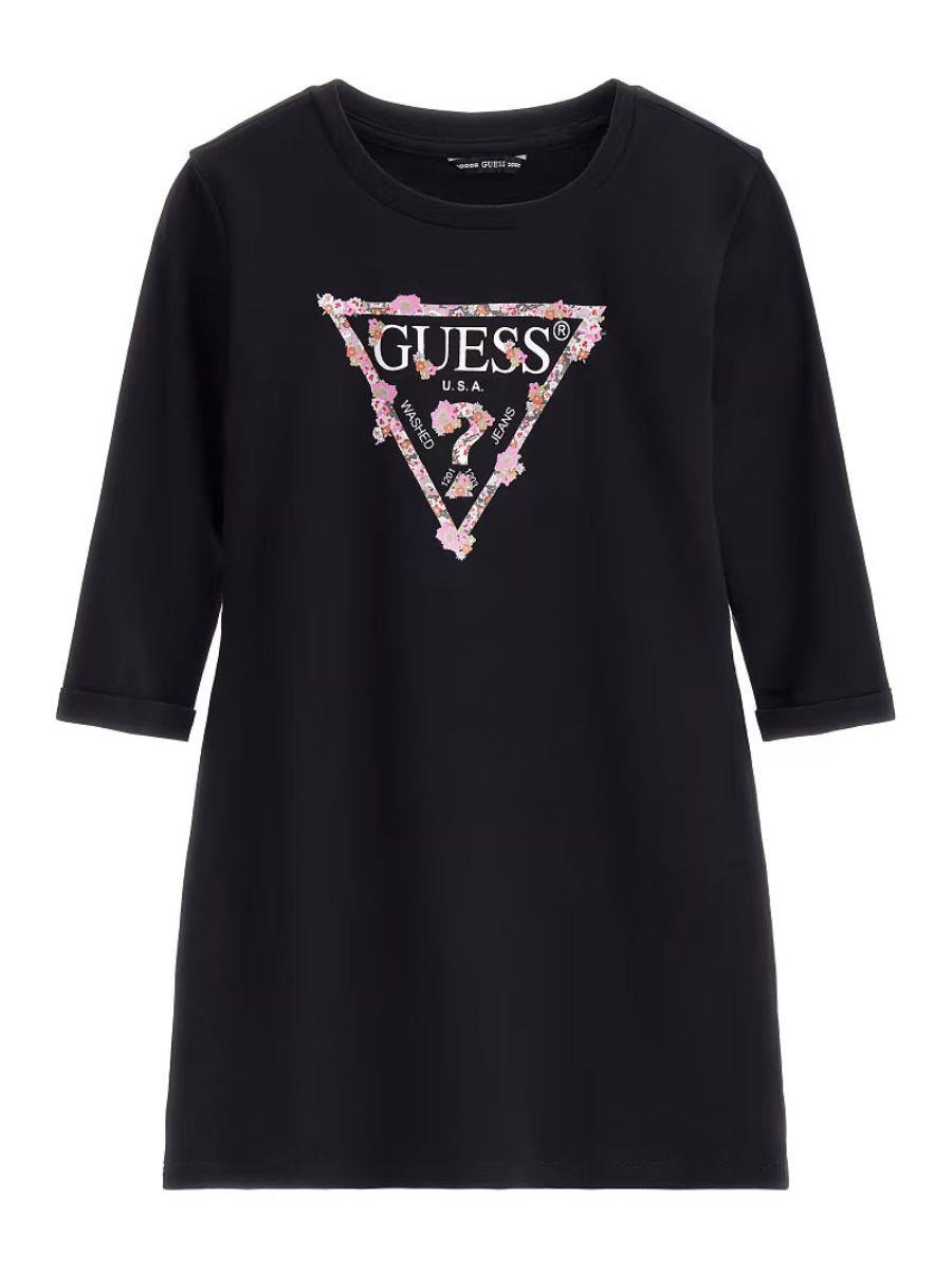 Guess Girls Long Sleeve Interlock Dress Jet Black