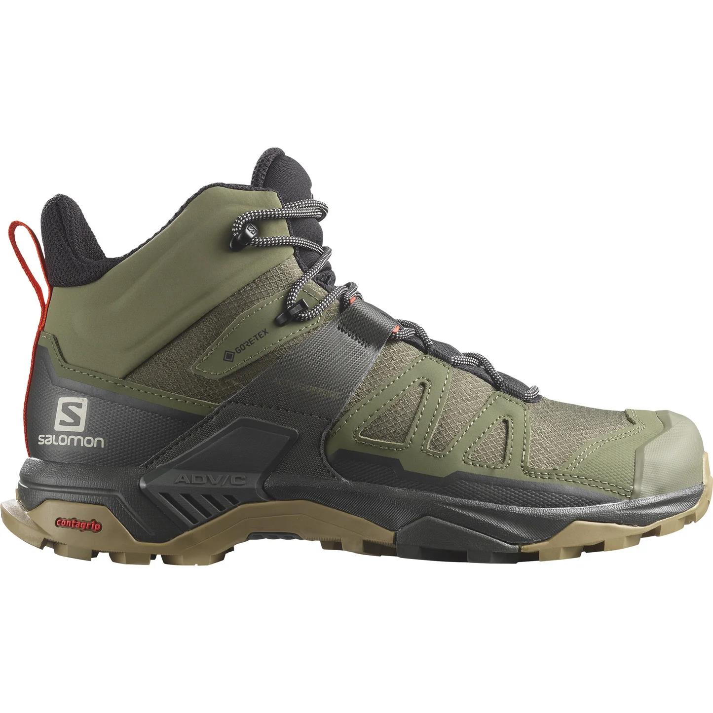 Salomon Mens X Ultra 4 Mid Gtx Sneaker Deep Lichen Peat Kelp