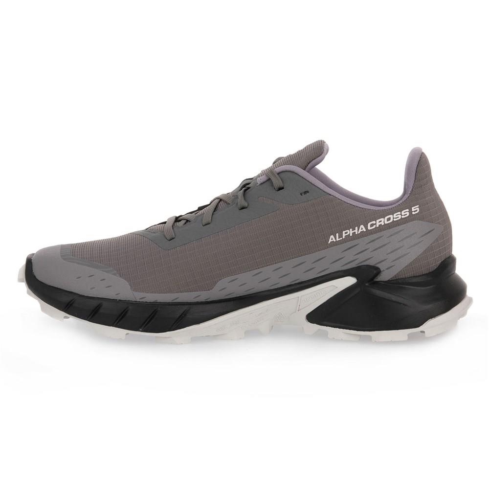Salomon Mens Alphacross 5 Trail Sneaker Pewter Black Ghost Gray