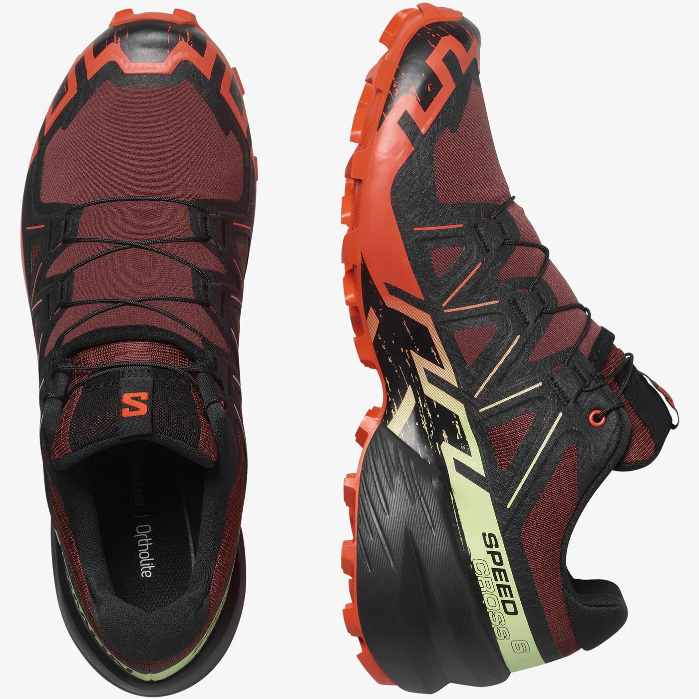 Salomon Mens Speedcross 6 Trail Sneaker Rum Raisin Cherry Tom Cognac