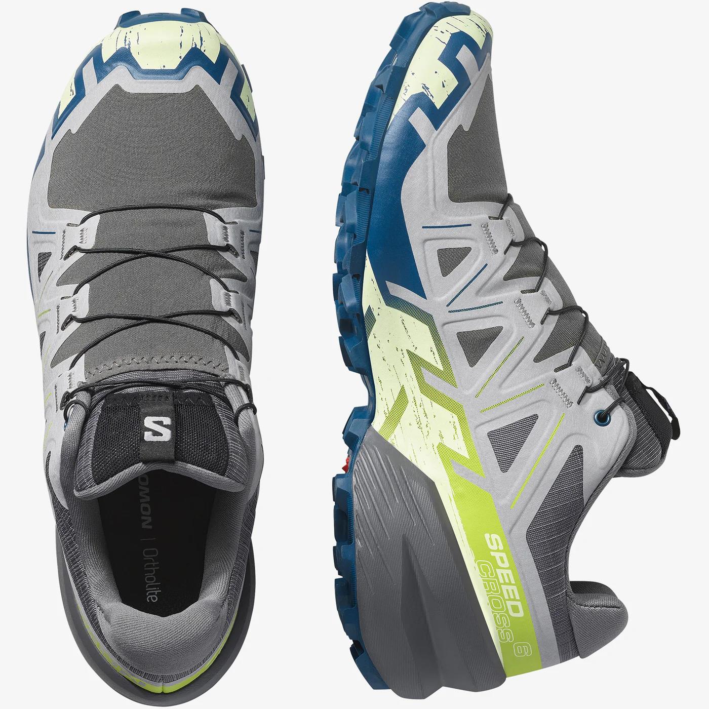 Salomon Mens Speedcross 6 Trail Sneaker Castle Rock Lime Ocean Poseidon