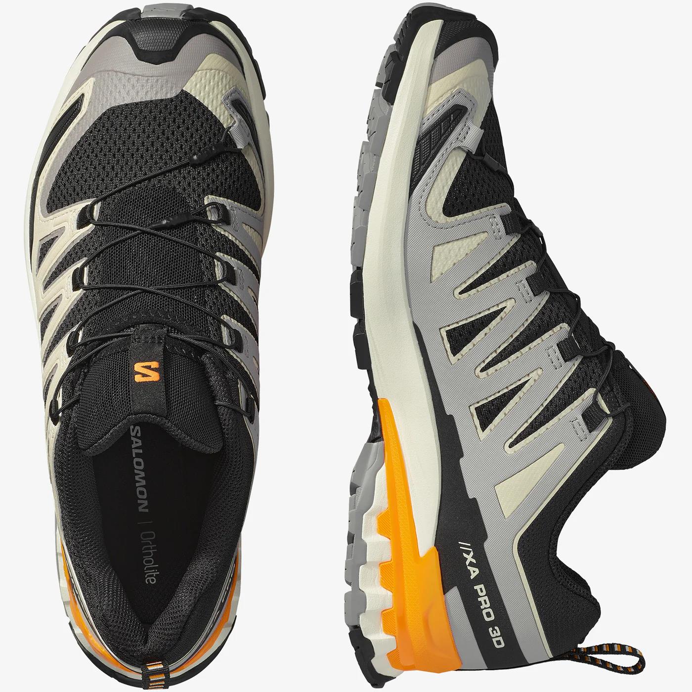 Salomon Mens Xa Pro 3D V9 Trail Sneaker Black Gull Tumeric