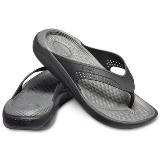 Crocs Mens Literide Flip Sandal Black Salt Grey