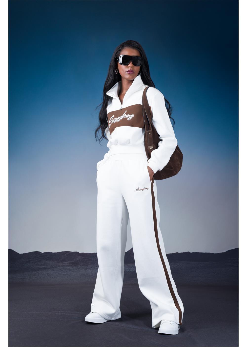 Sissy Boy Womens End Game Track Pants Off White Brown