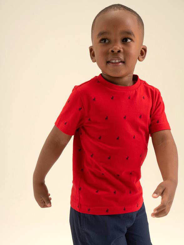 Polo Boys Sebastian Monogram Short Sleeve Tee Red