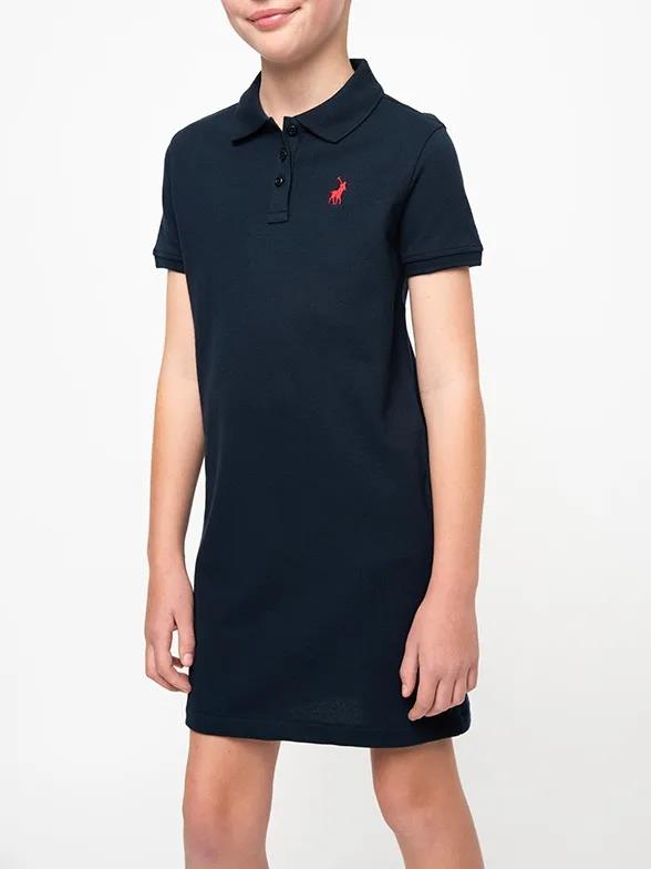 Polo Girls Dakota Short Sleeve Golfer Dress Navy