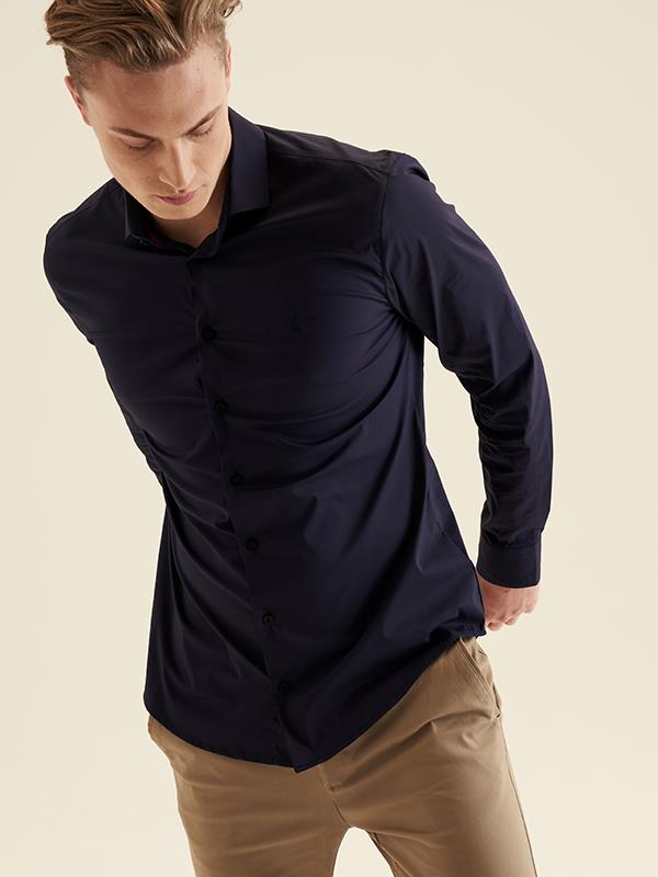 Polo Mens Christian Slim Fit Long Sleeve Shirt Navy