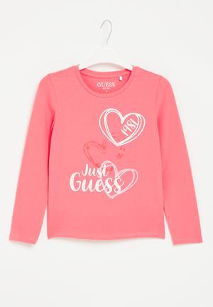 Guess Girls Long Sleeve Tee Med Pink