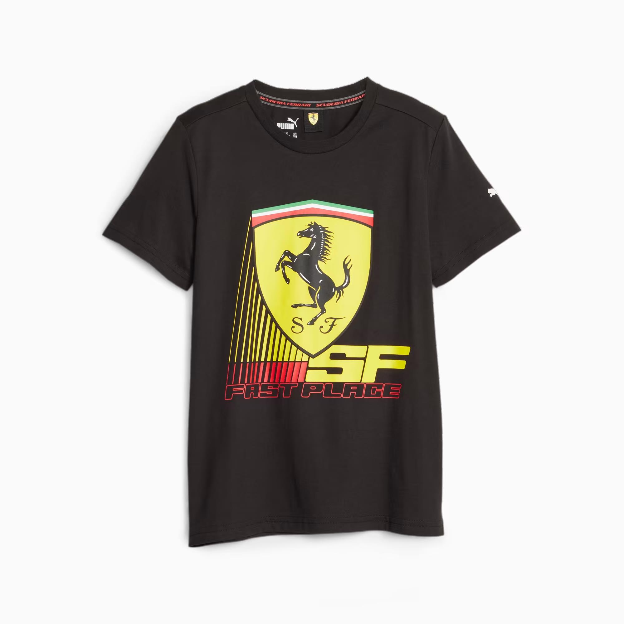 Puma Kids Ferrari Race Colored Big Shield Short Sleeve Tee Black