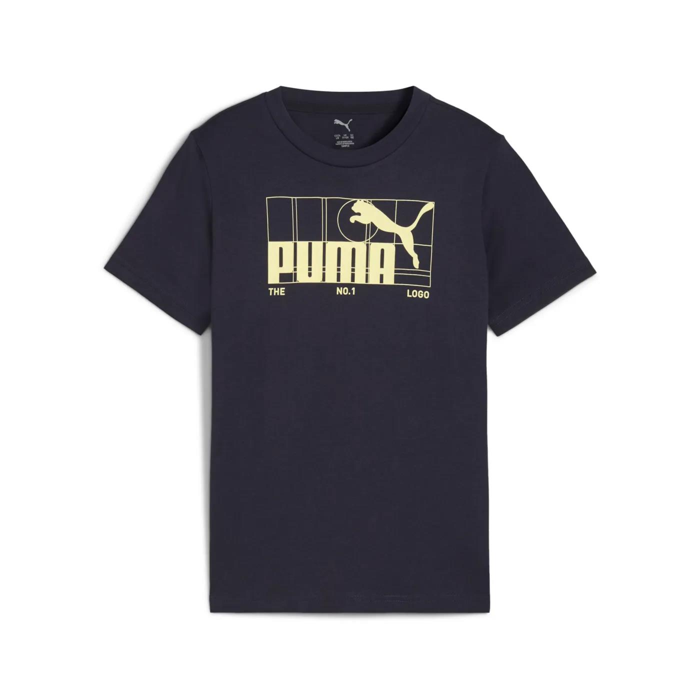 Puma Boys Graphic No 1 Logo Short Sleeve Tee New Navy