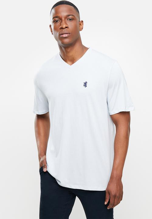 Pringle Mens V Neck Core Pima Cotton Short Sleeve Tee Light Blue