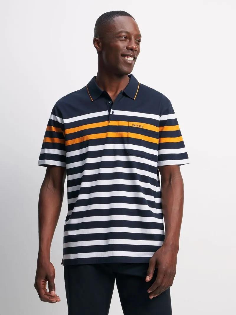Pringle Mens Victor Mercerised Short Sleeve Golfer Navy