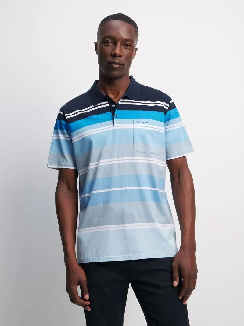 Pringle Mens Jesse Mercerised Short Sleeve Golfer Blue