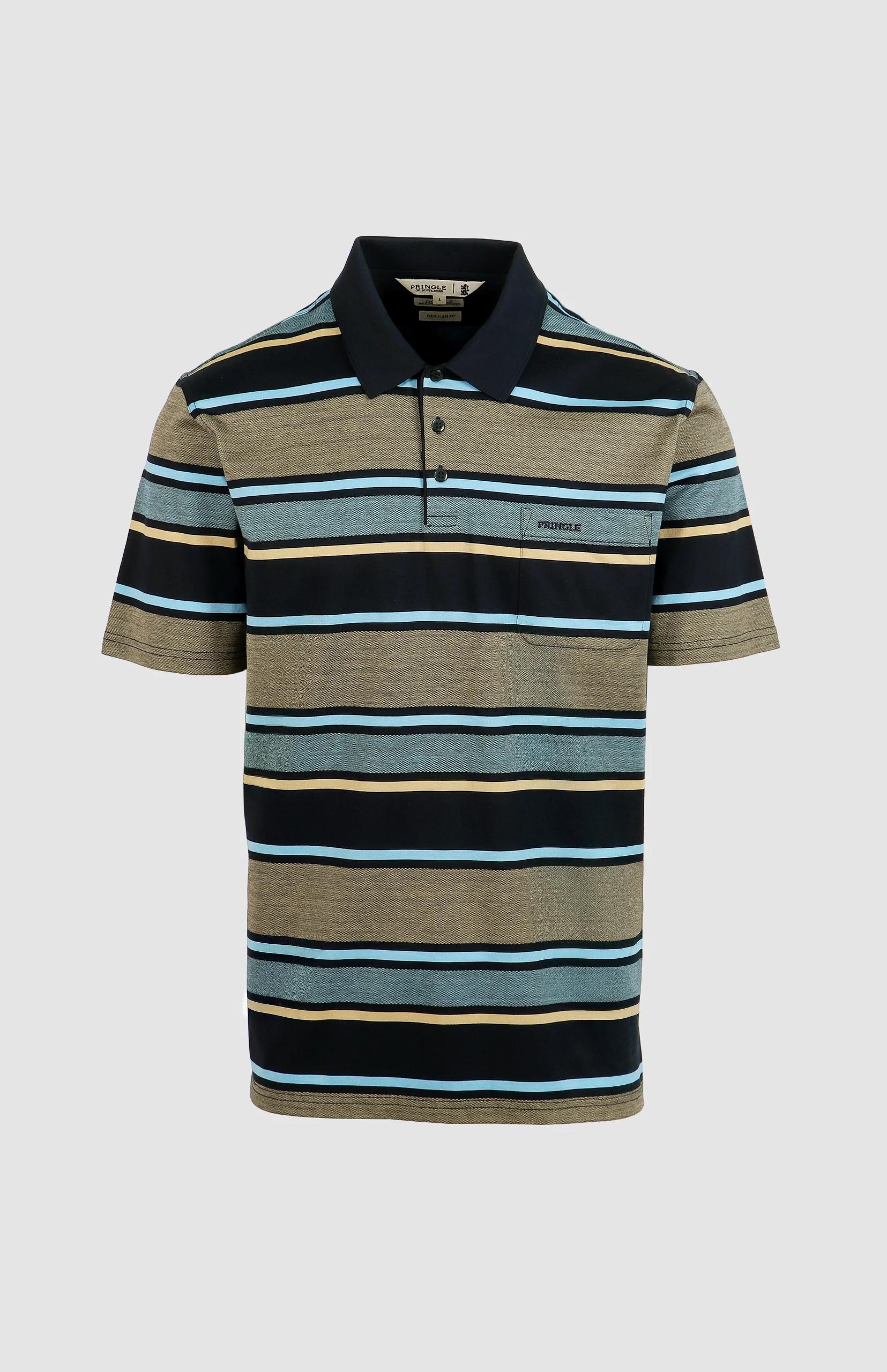 Pringle Mens Donald Mercerised Short Sleeve Golfer Navy