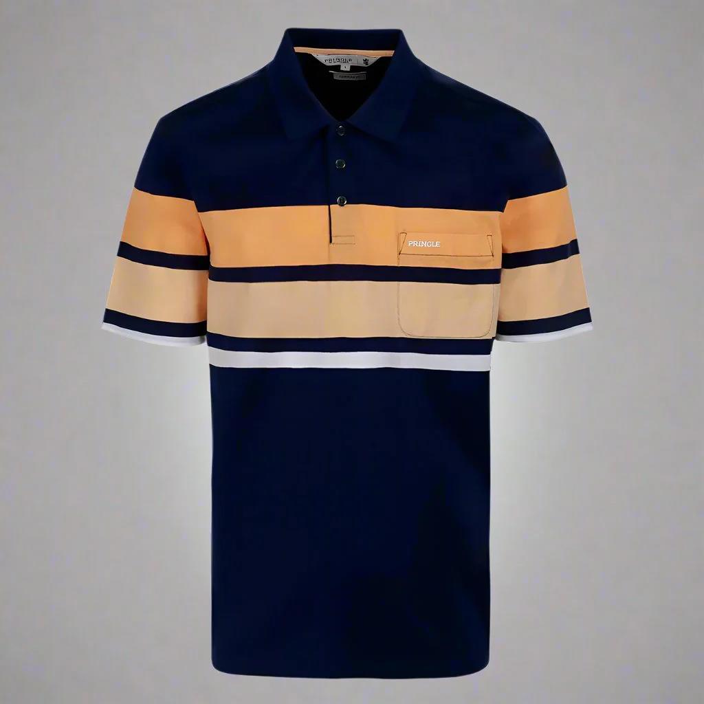 Pringle Mens Roland Mercerised Short Sleeve Golfer Navy
