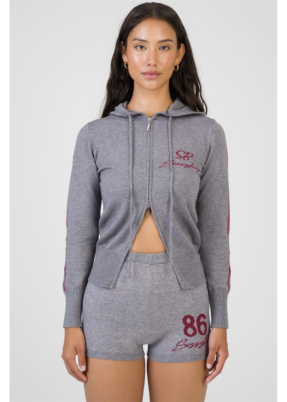 Sissy Boy Womens Most Loved Zip Through Grey Burgandy