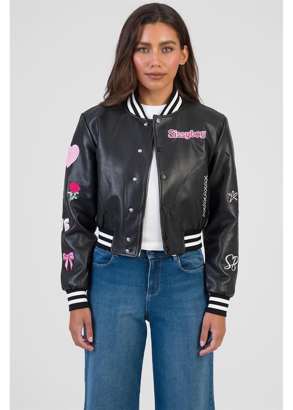 Sissy Boy Womens Its Electrifying Faux Laetaher Jacket Black
