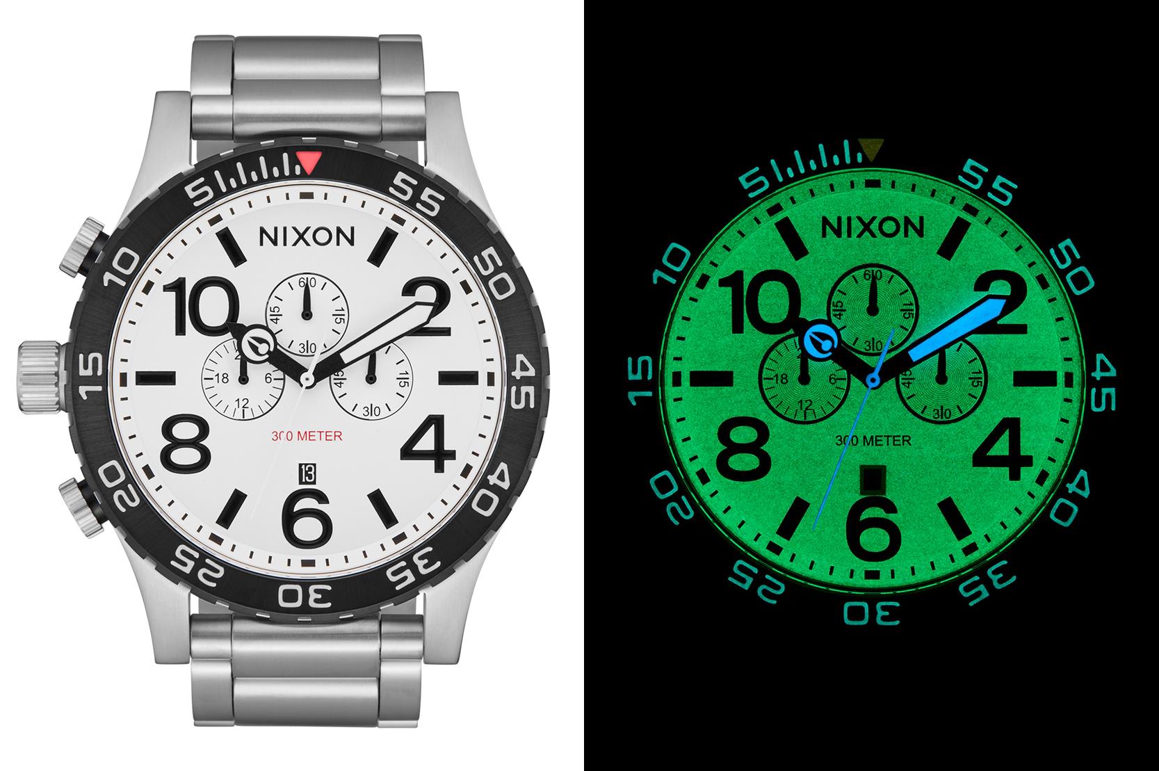 Nixon 51-30 Chrono Silver / White Lume