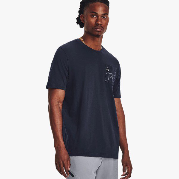 Under Armour Mens Elevated Pocket Short Sleeve Tee 410 Navy