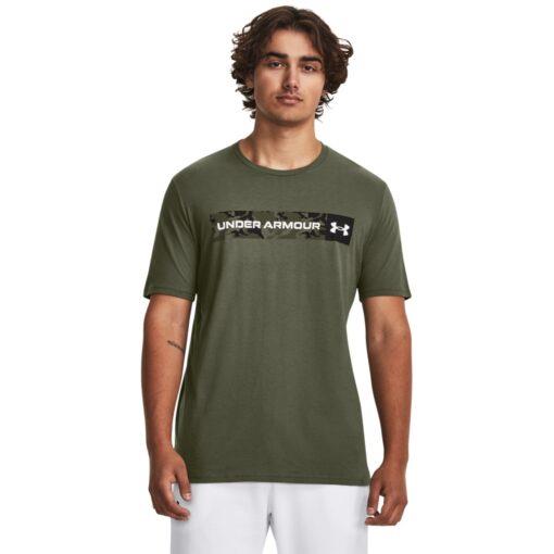 Under Armour Mens Camo Chest Stripe Short Sleeve Tee 390 Olive