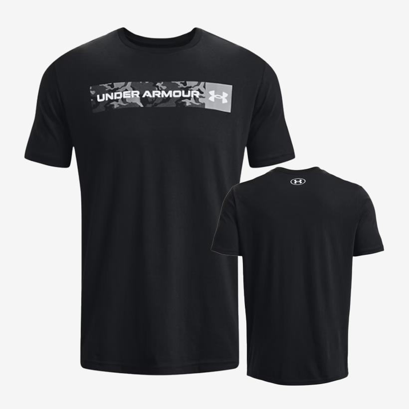 Under Armour Mens Camo Chest Stripe Short Sleeve Tee 002 Black