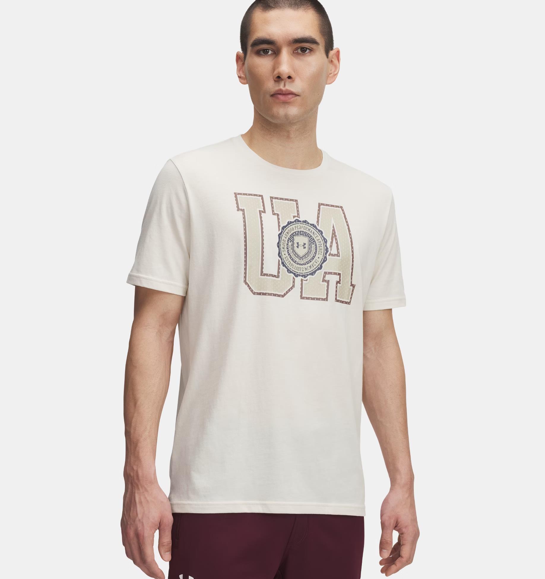 Under Armour Mens College Crest Short Sleeve Tee Beige 279