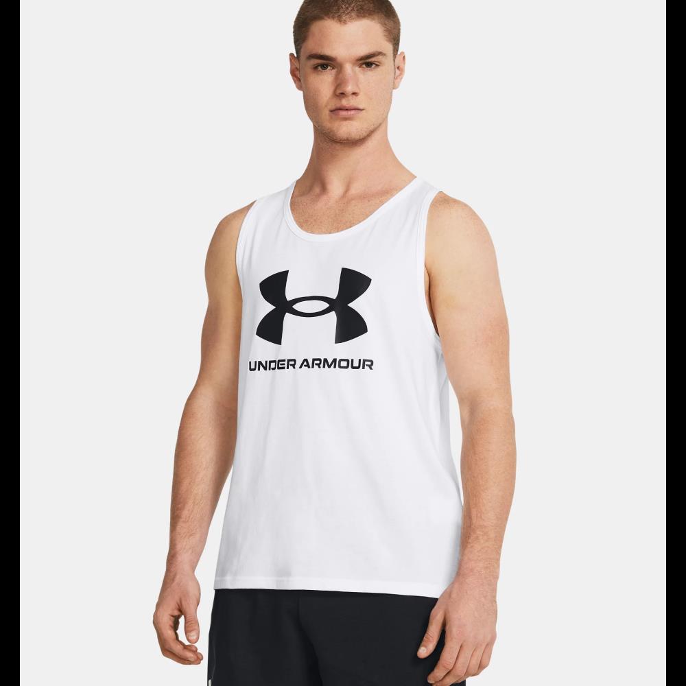 Under Armour Mens Sportstyle Logo Tank Vest 100 White