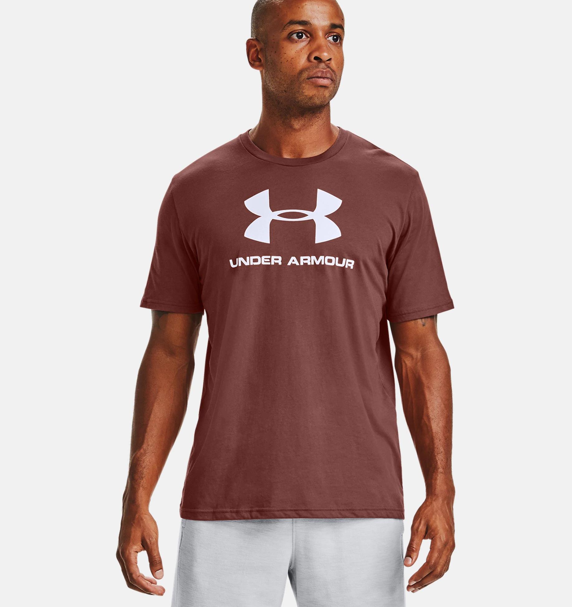 Under Armour Mens Sportstyle Logo Short Sleeve Tee Cinna Red / White