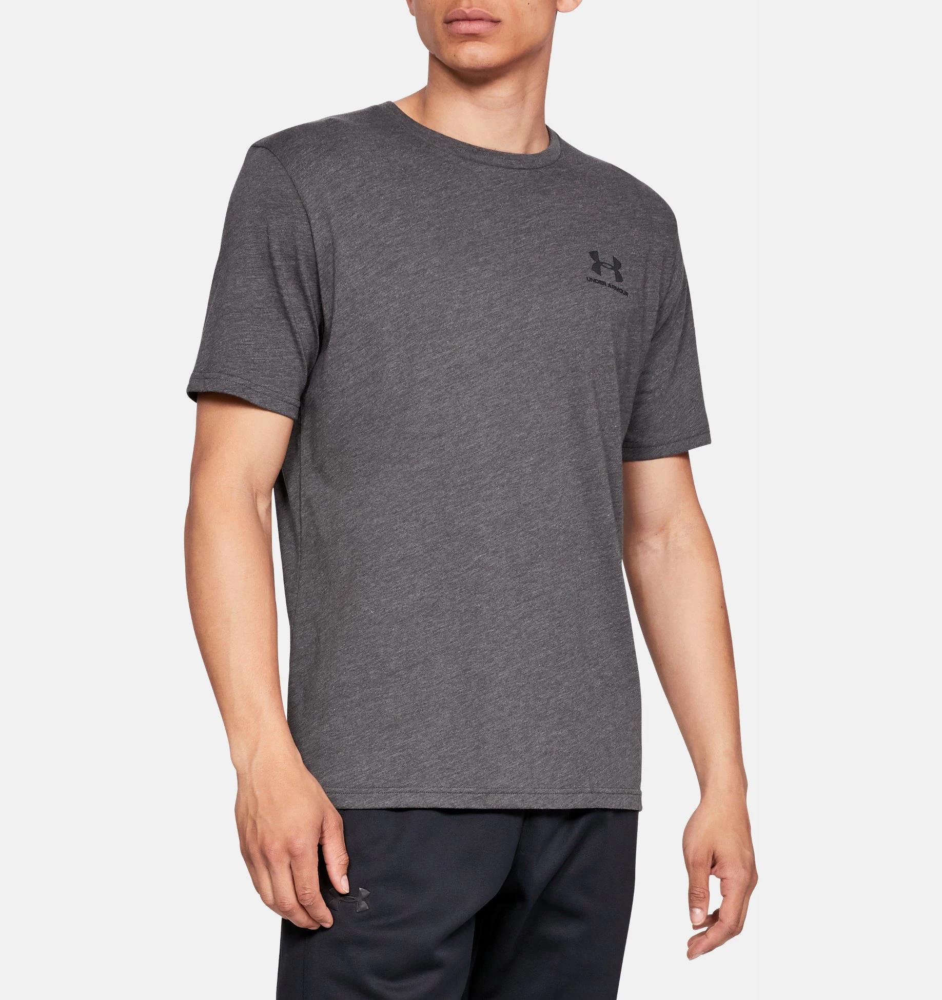 Under Armour Mens Sportstyle Left Chest Short Sleeve Charcoal Mdm Hthr Blk