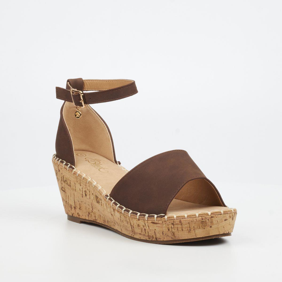 Miss Black Womens Jayda 5 Wedge Chocolate Sandal