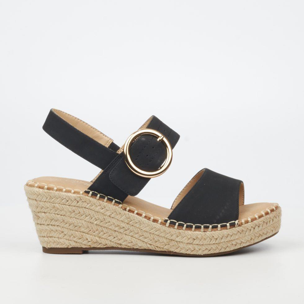 Miss Black Womens Jayda 9 Wedge Black Sandal