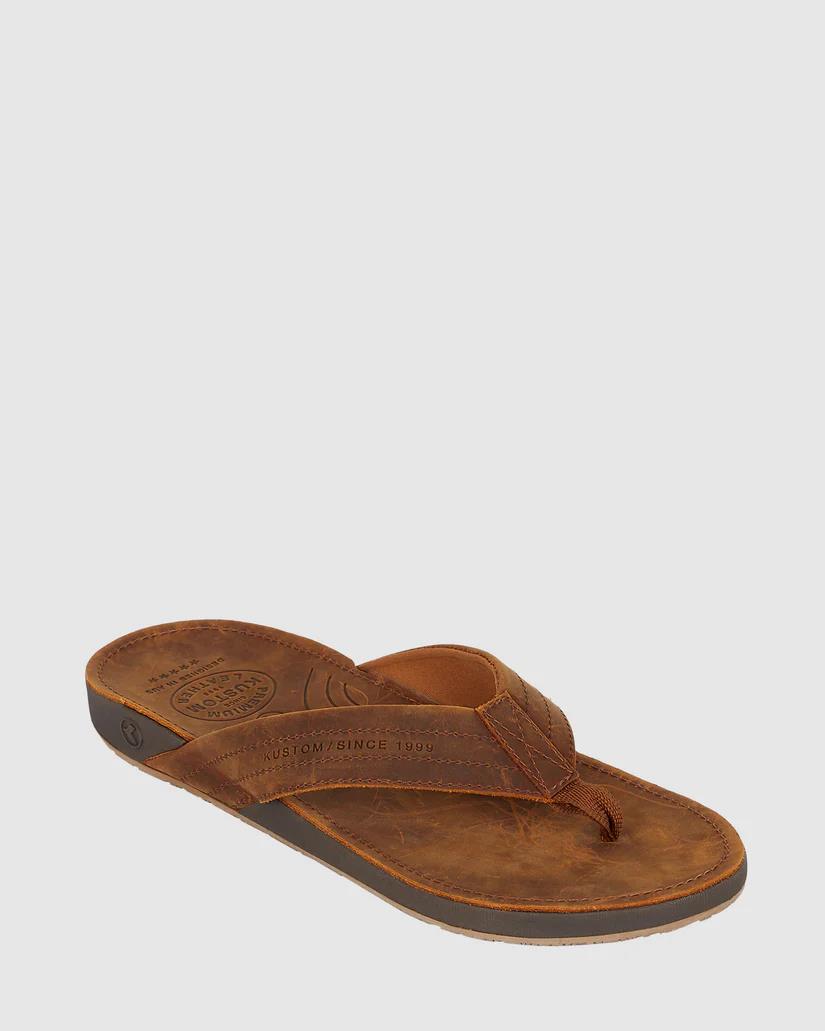 Kustom Mens Cruiser Leather Sandal Leather Brown