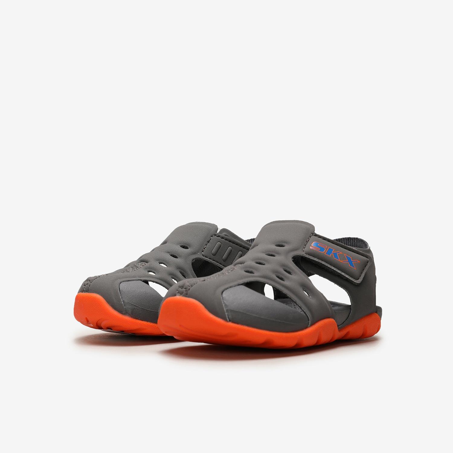 Skechers Infant Boys Side Wave Sandal Charcoal Orange