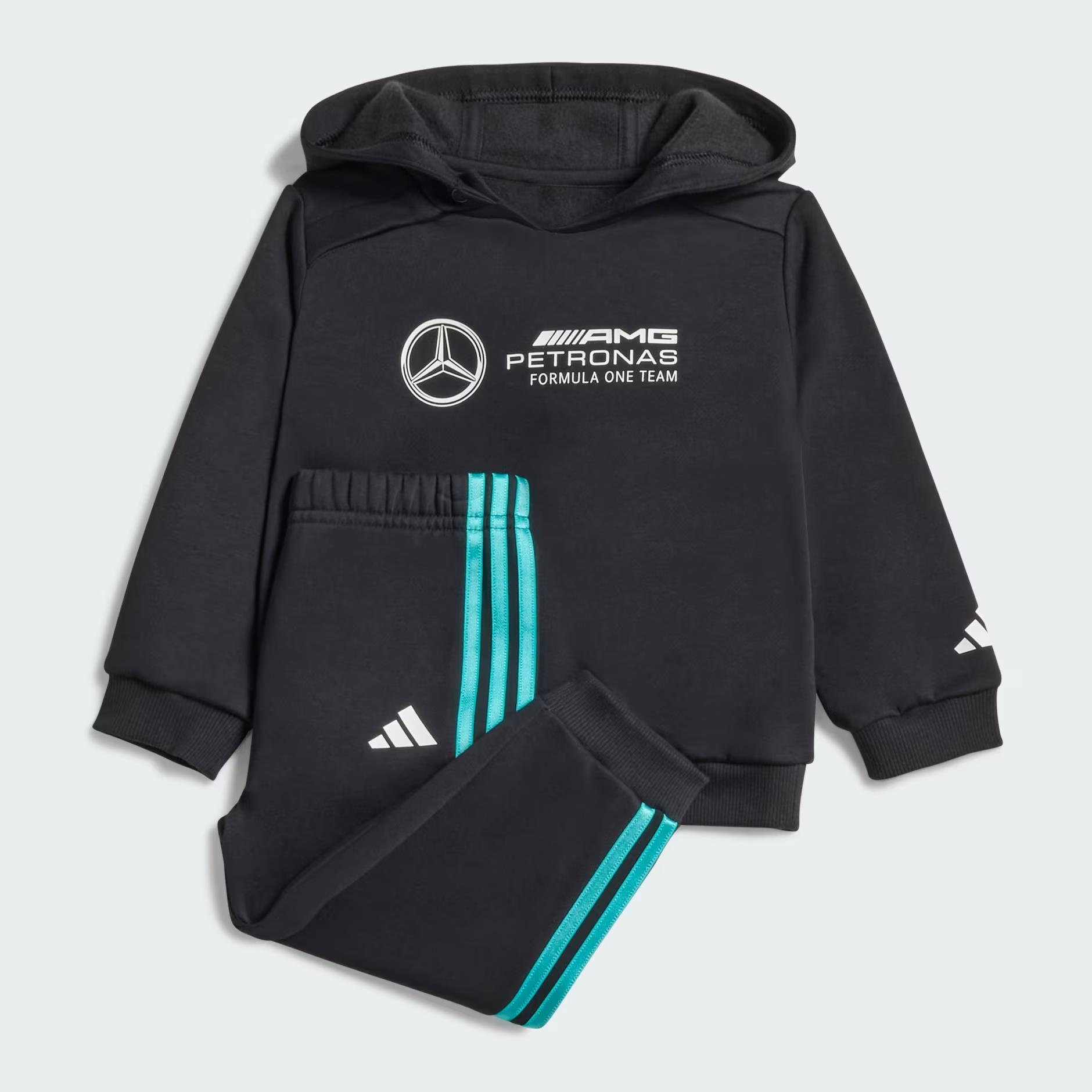 Adidas Infant Boys Mercedes Amg Petrona Black Tracksuit Set Black