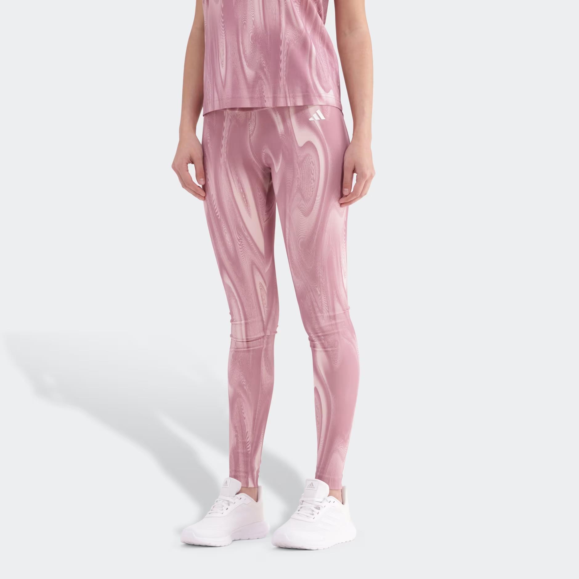 Adidas Womens Optime Full Length Print Leggings Sandy Pink