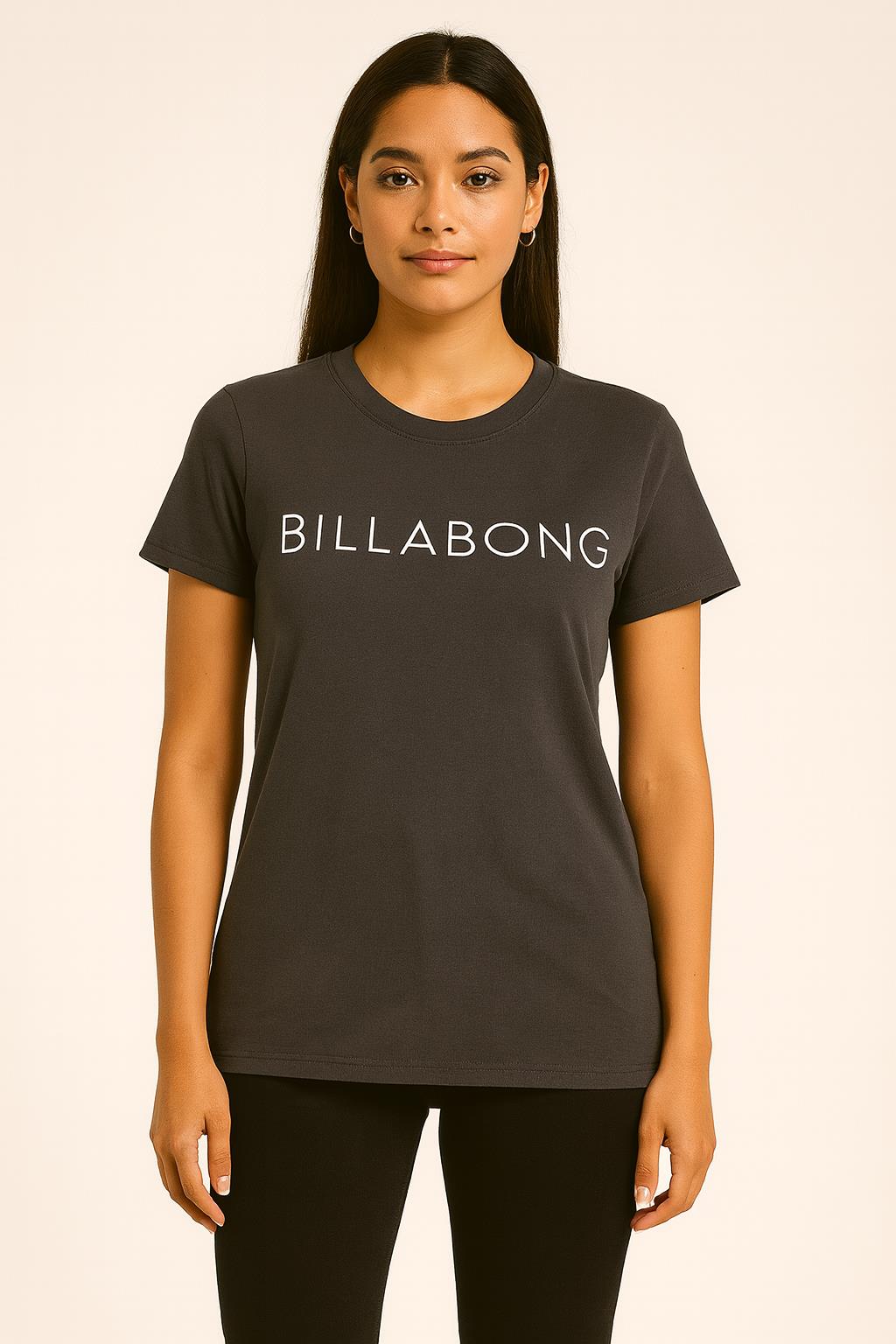 Billabong Womens Long Island Short Sleeve Tee Off Black