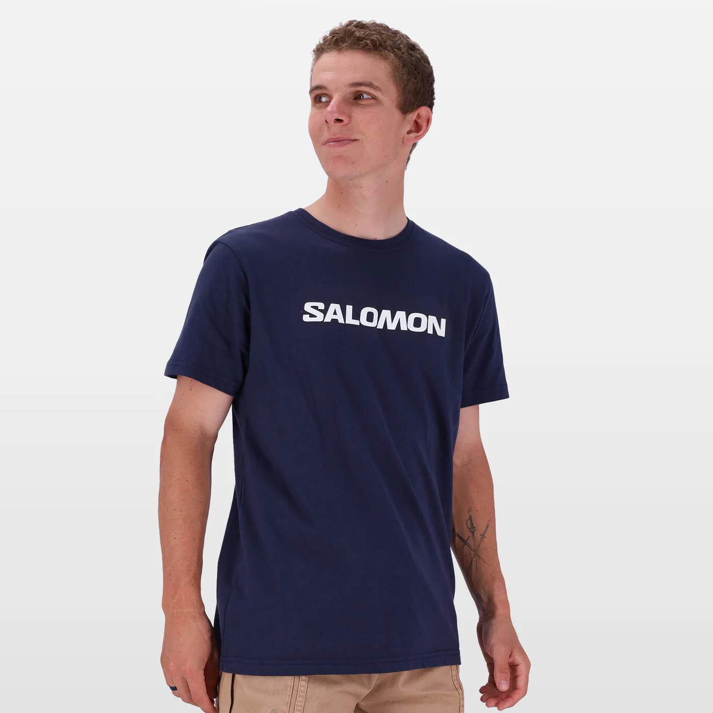 Salomon Mens Core Logo Short Sleeve Tee Blue Nights