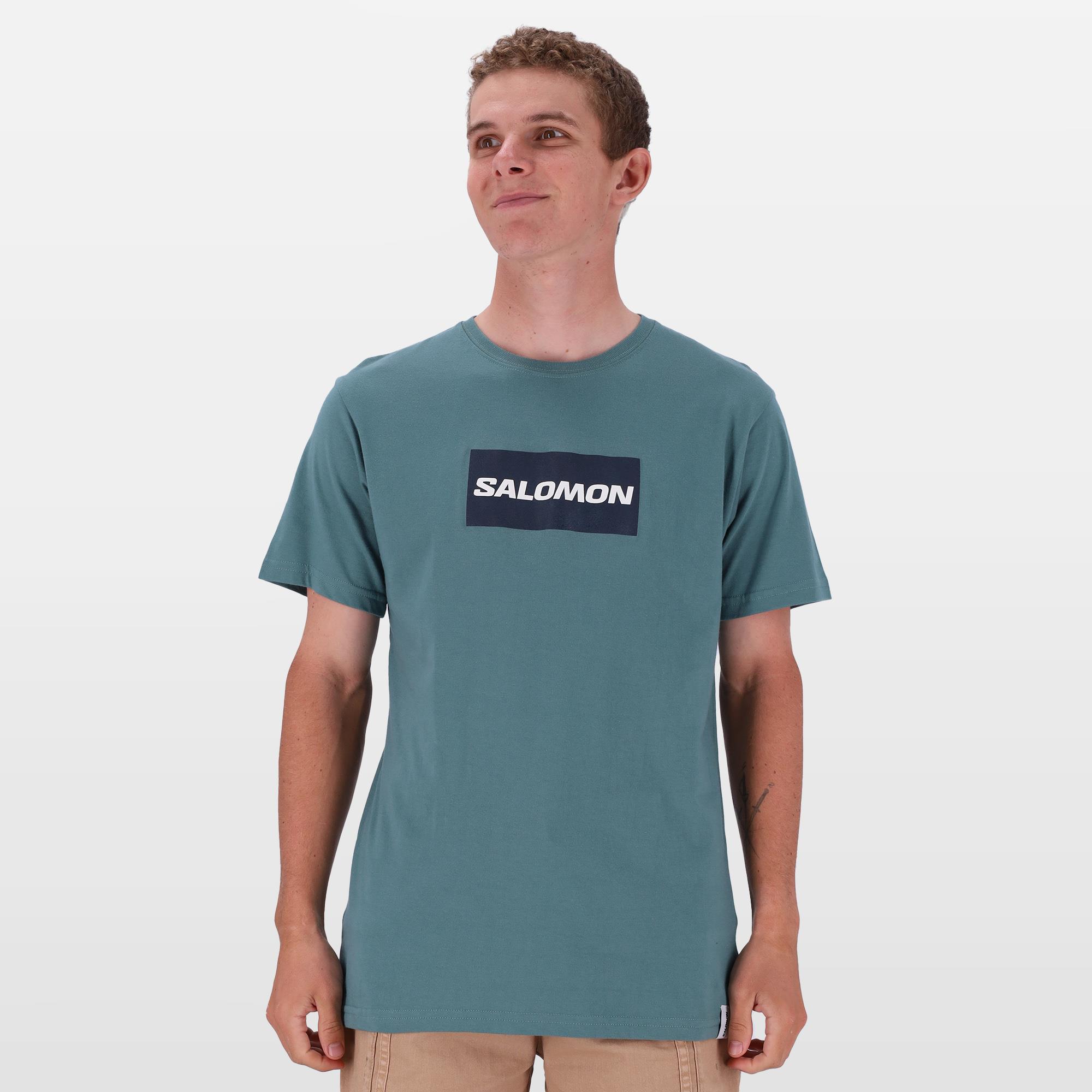 Salomon Mens Block Out Short Sleeve Tee North Atlantic