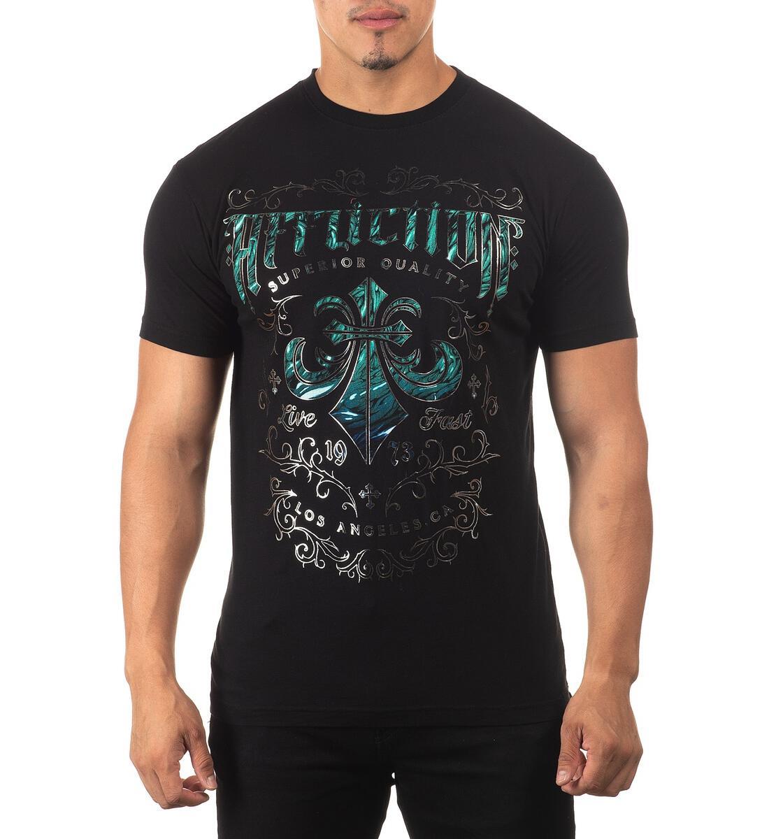 Affliction Mens Oak Aged Short Sleeve Tee Black
