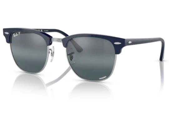 Rayban Clubmaster Blue On Silver Sunglass Silver/Blue Lens