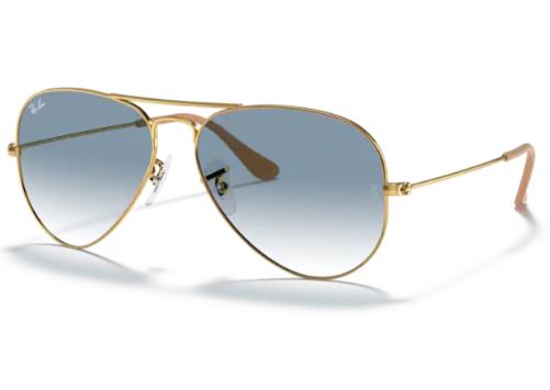 Rayban Aviator Large Metal Gold Sunglass Light Blue Lens