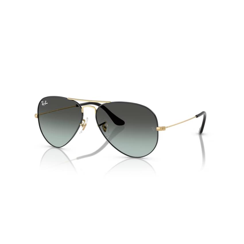 Rayban Aviator Large Metal Black On Arista Sunglass Blue Vintage Gradient Black Lens