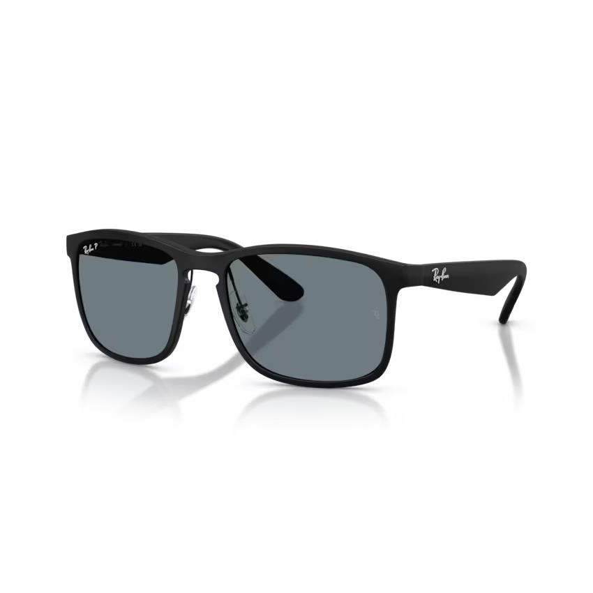Rayban Matte Black Sunglass Blue Chromance Lens