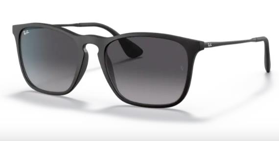 Rayban Unisex Chris Rubber Black Frame Light Grey Dark Lens Sunglass