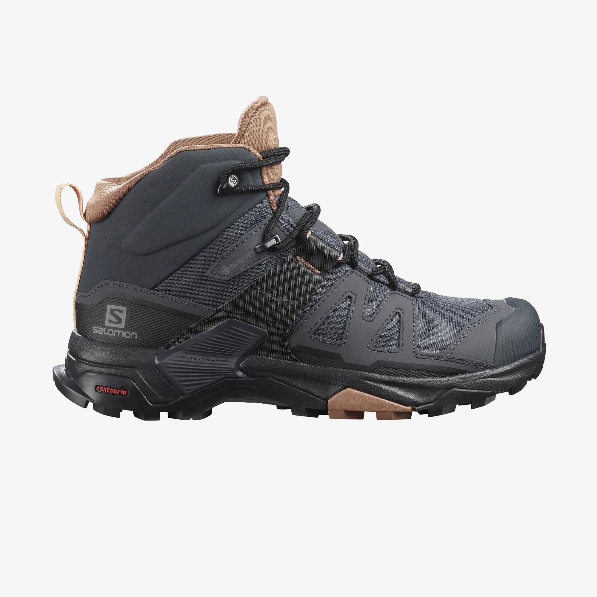 Salomon Womens X Ultra 4 Mid Gore Tex Hiking Boot Ebony/Mocha Mousse/Almond Cream