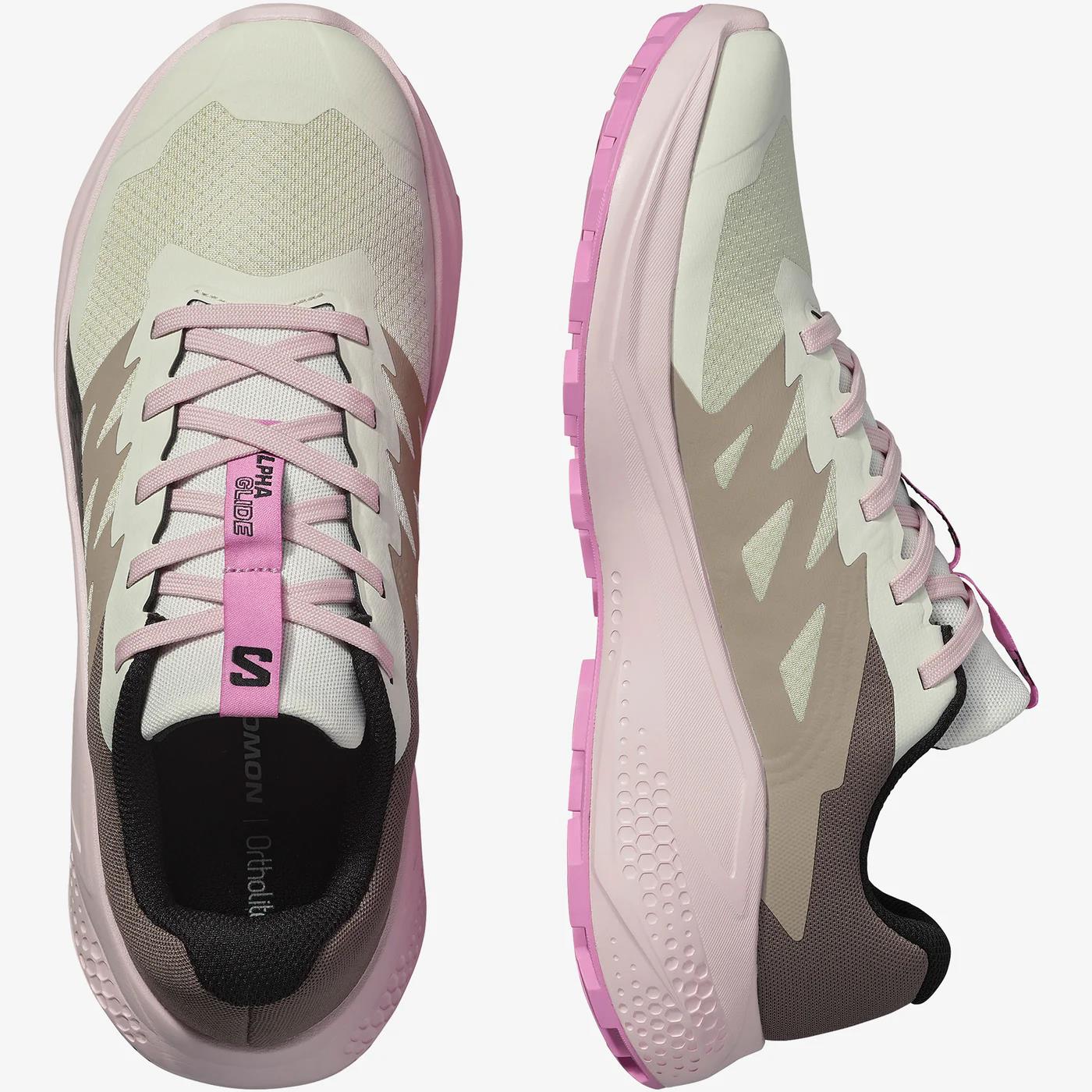 Salomon Womens Alphaglide Sneaker Vanilla Ice Fairy Tale Cyclamen