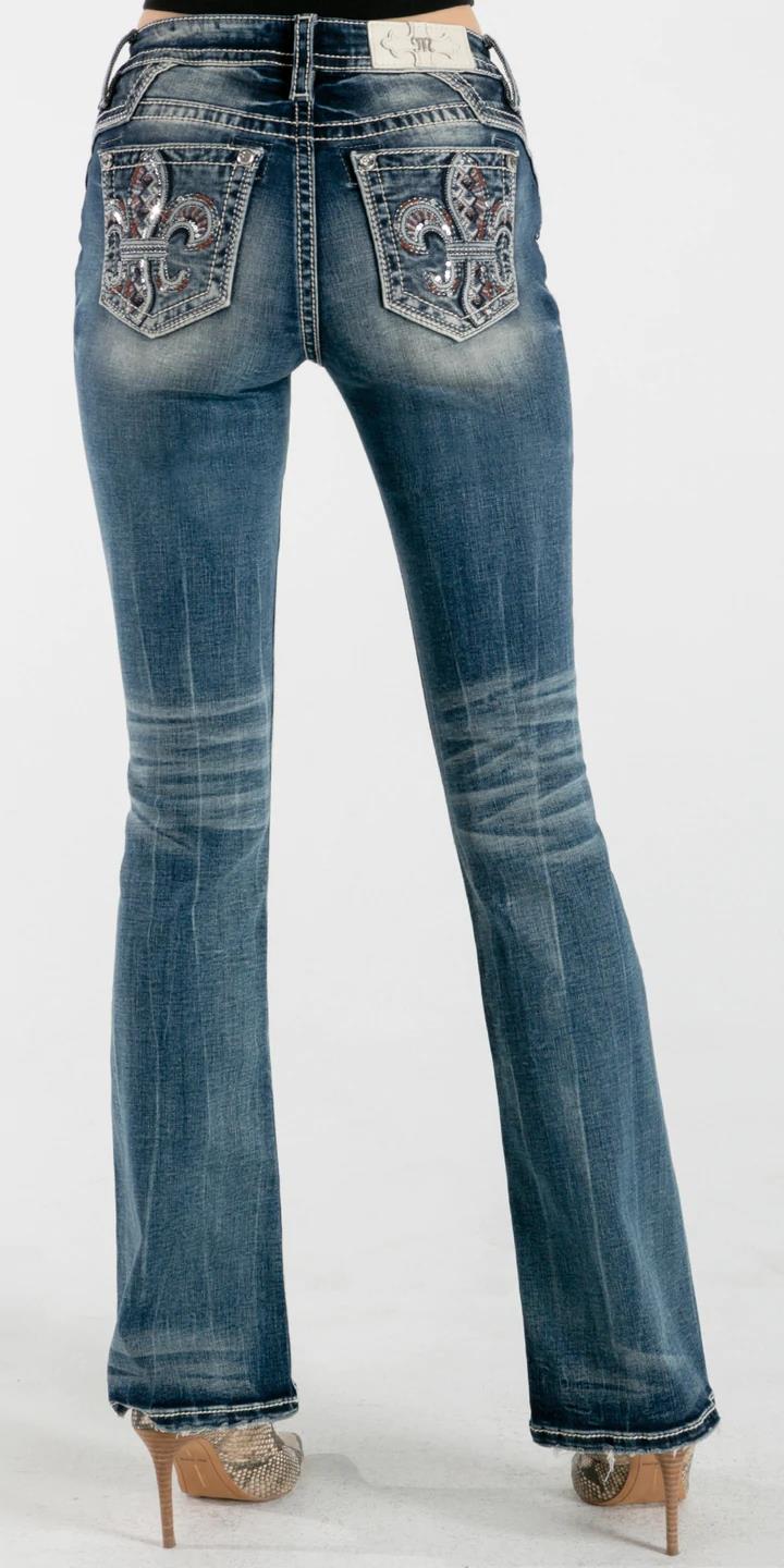 Miss Me Womens Perfect Light Bootleg Jeans Blue