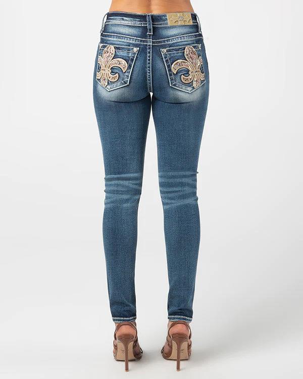 Miss Me Womens Fantastic Fleur De ;Is Mid Rise Skinny Jean Med Wash